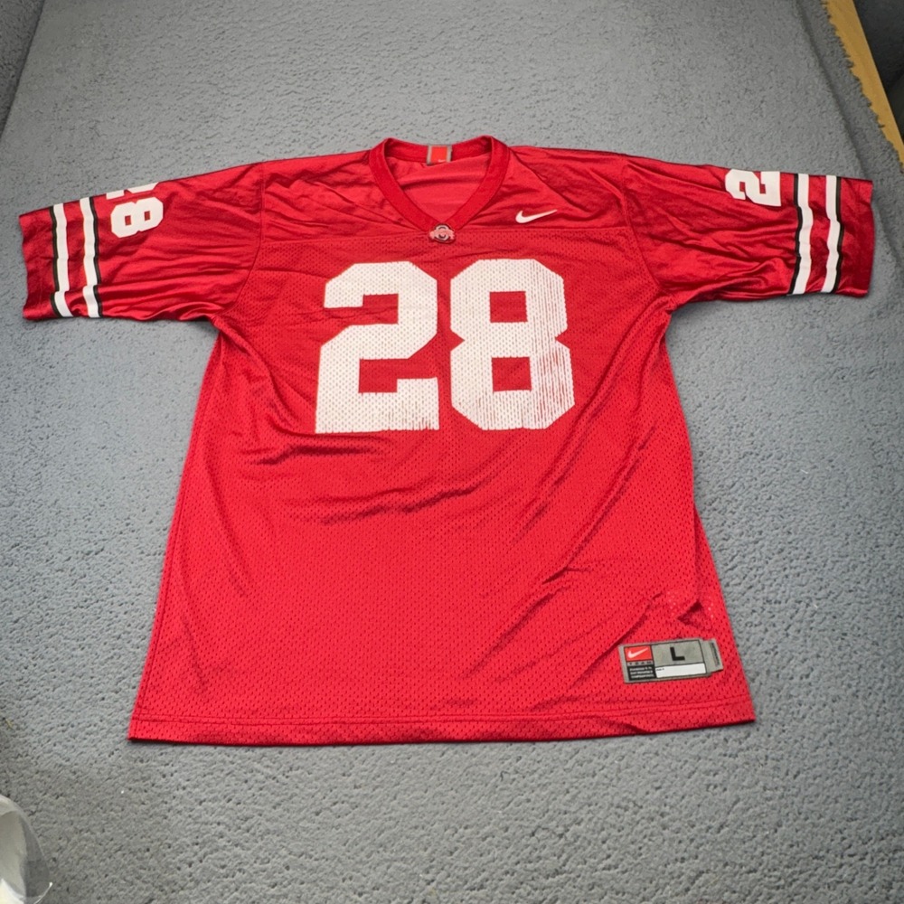 Vintage Ohio State Buckeyes Football Jersey Mens Large Red 28 Nike Team 90s